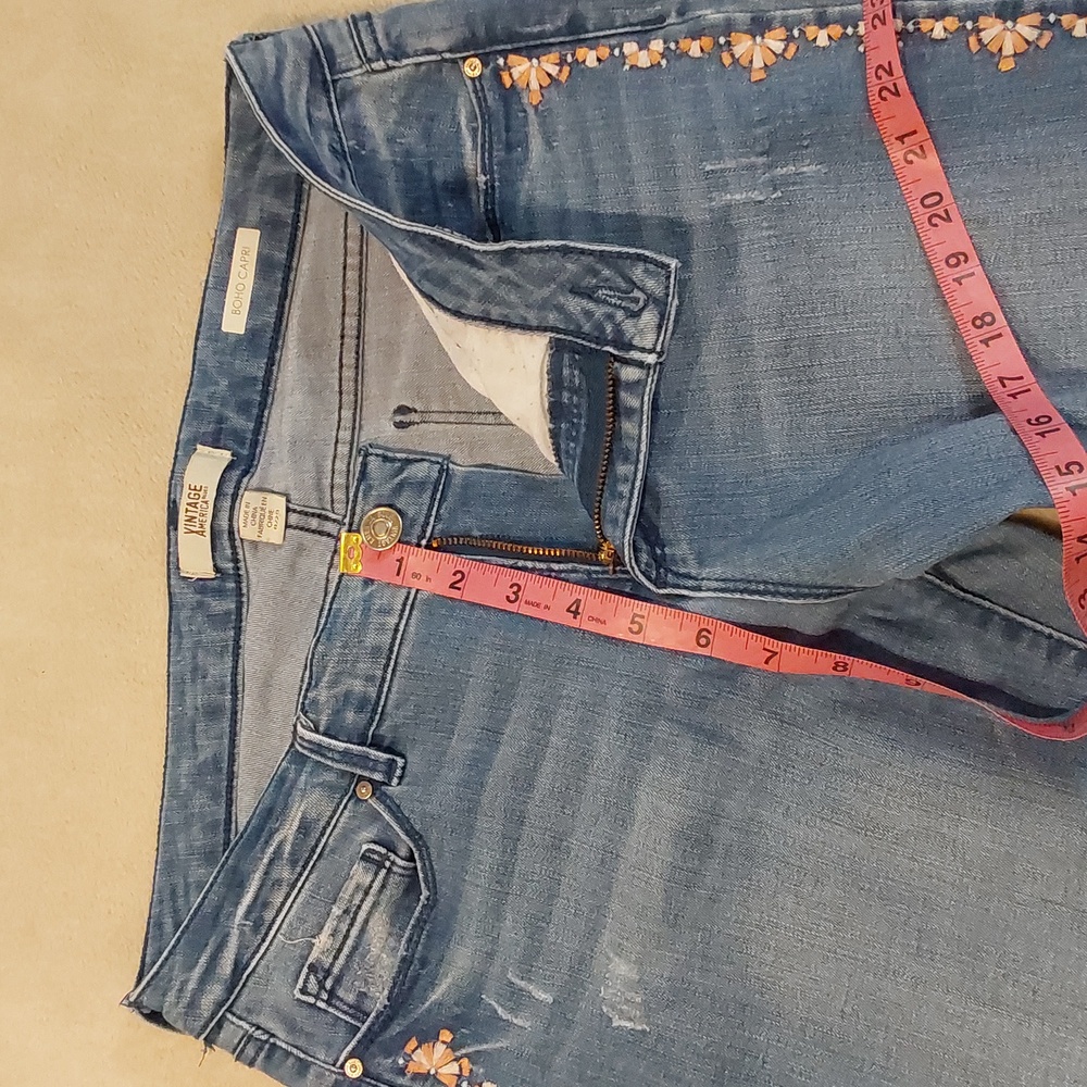 Vintage America Blues Boho Skinny jeans With Embroidered Sides Size 8/29 - Picture 8 of 13